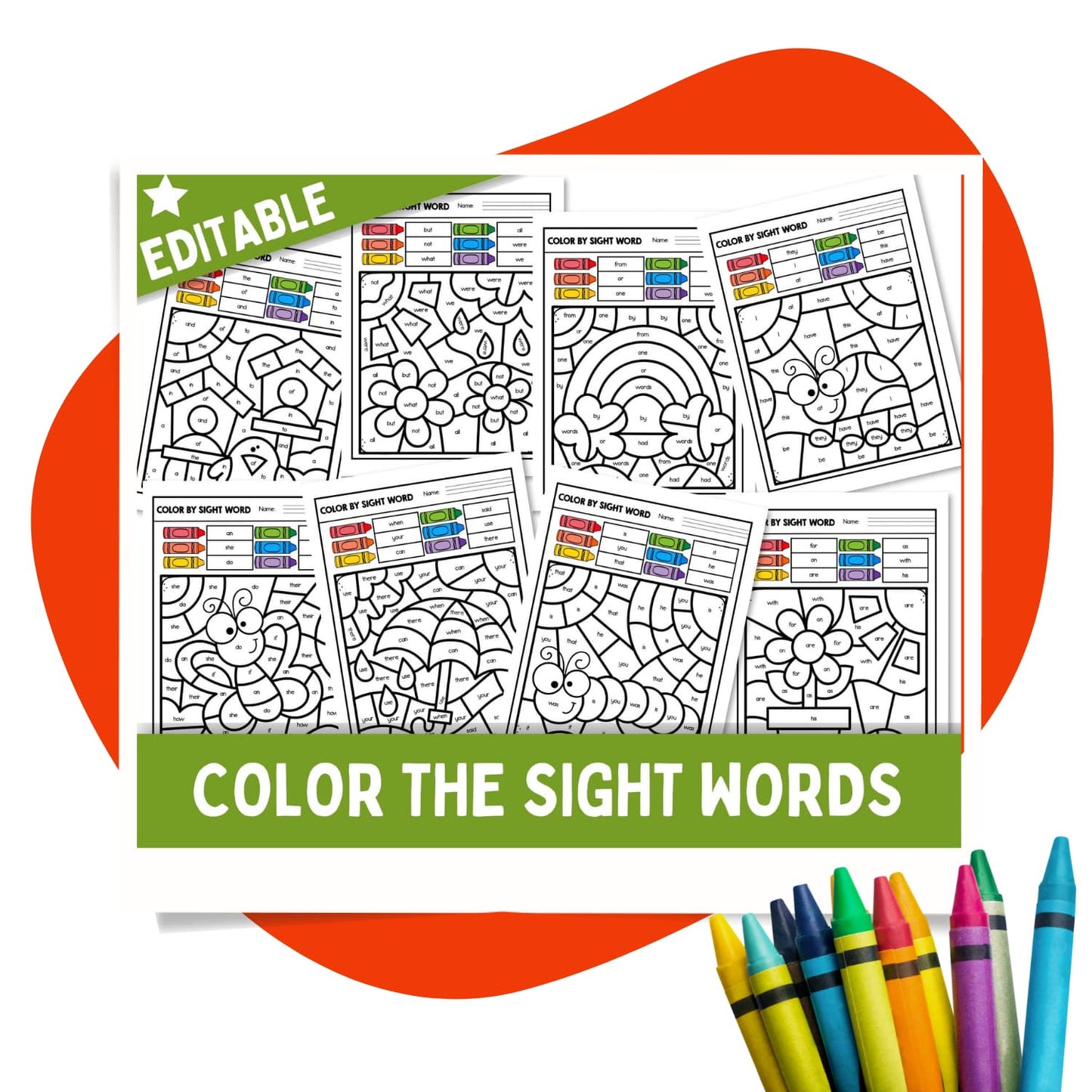 EDITABLE Color By Sight Word Kindergarten Sight Words Coloring Pages Editable color by sight word kindergarten sight words coloring pages